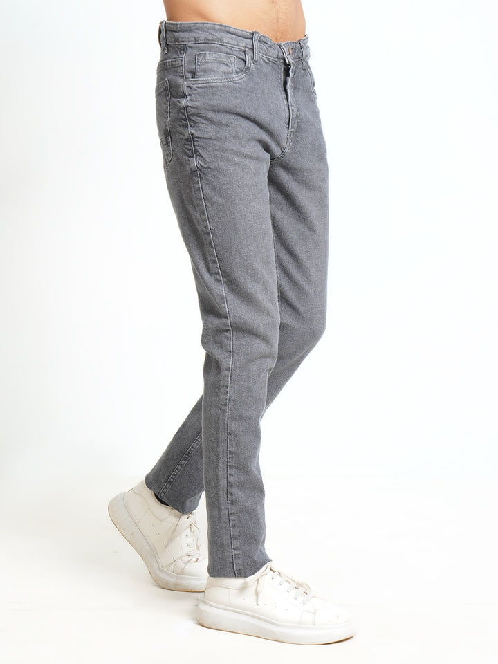 Grey Plain Stretchable Denim Jeans 38