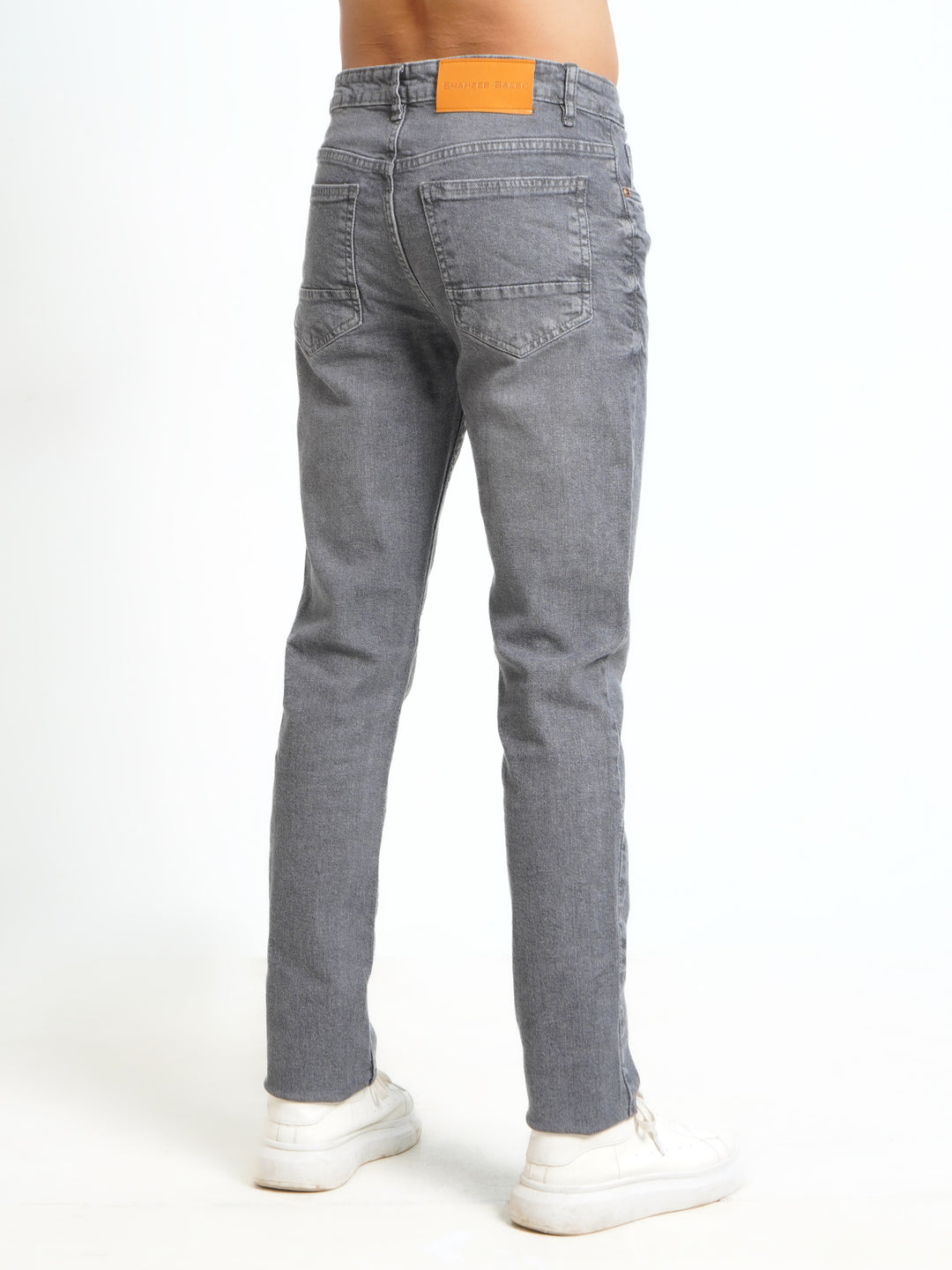 Grey Plain Stretchable Denim Jeans 38