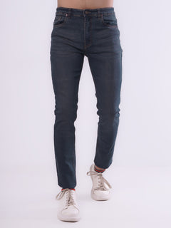 Navy Blue Faded Stretchable Denim Jeans 37