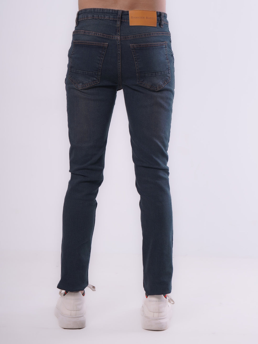 Navy Blue Faded Stretchable Denim Jeans 37