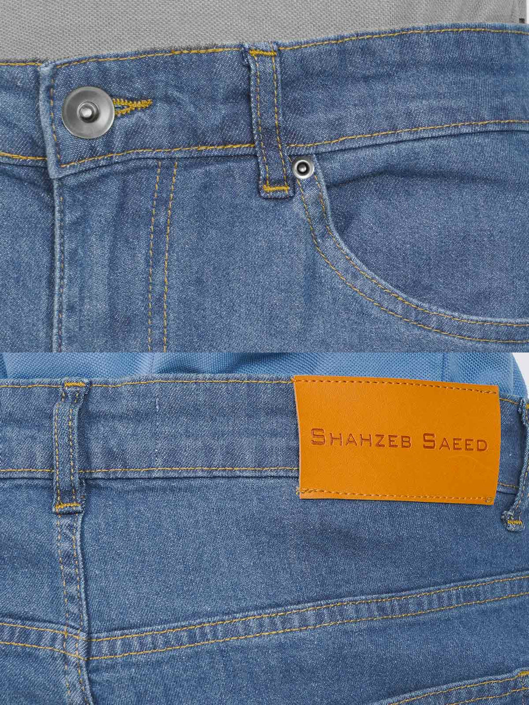 Ice Blue Plain Stretchable Denim Jeans 41