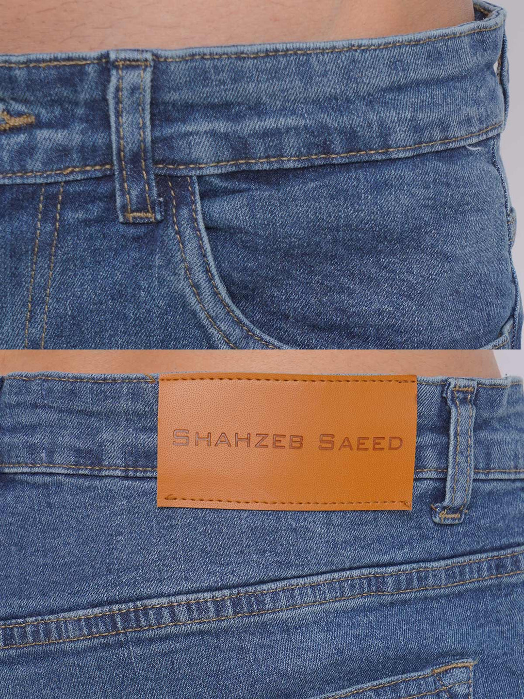 Blue Faded Stretchable Denim Jeans 38