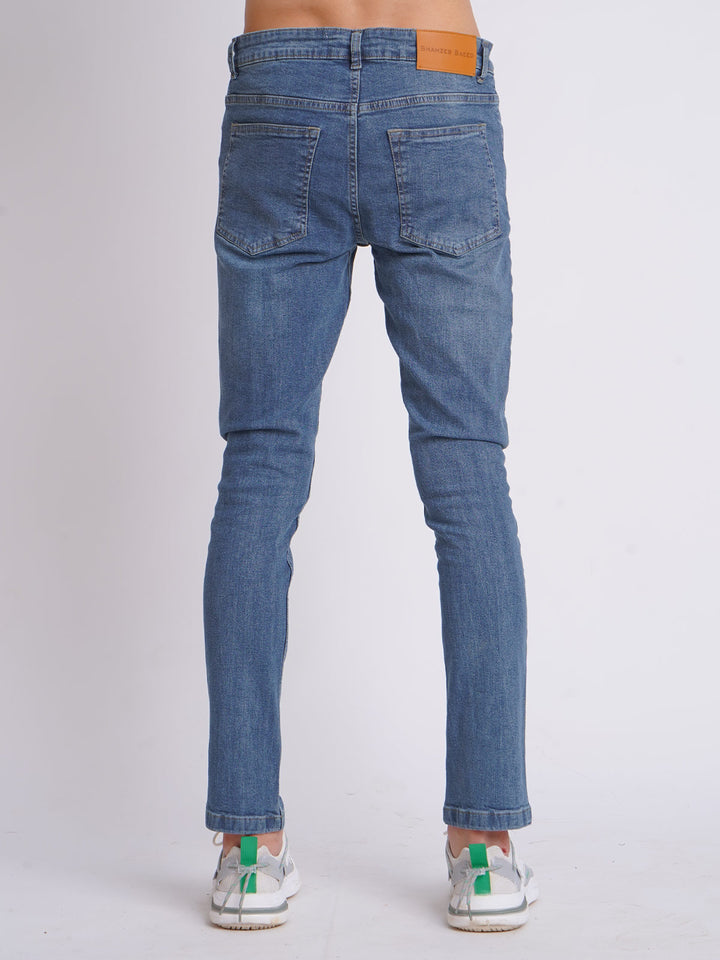 Blue Faded Stretchable Denim Jeans 38