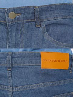 Mid Blue Faded Stretchable Denim Jeans 39