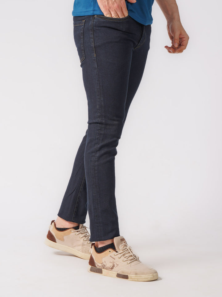 Navy Blue Plain Stretchable Denim Jeans 40