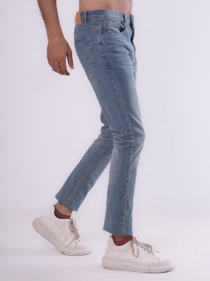 Blue Faded Stretchable Denim Jeans 36