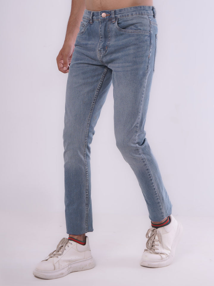 Blue Faded Stretchable Denim Jeans 36