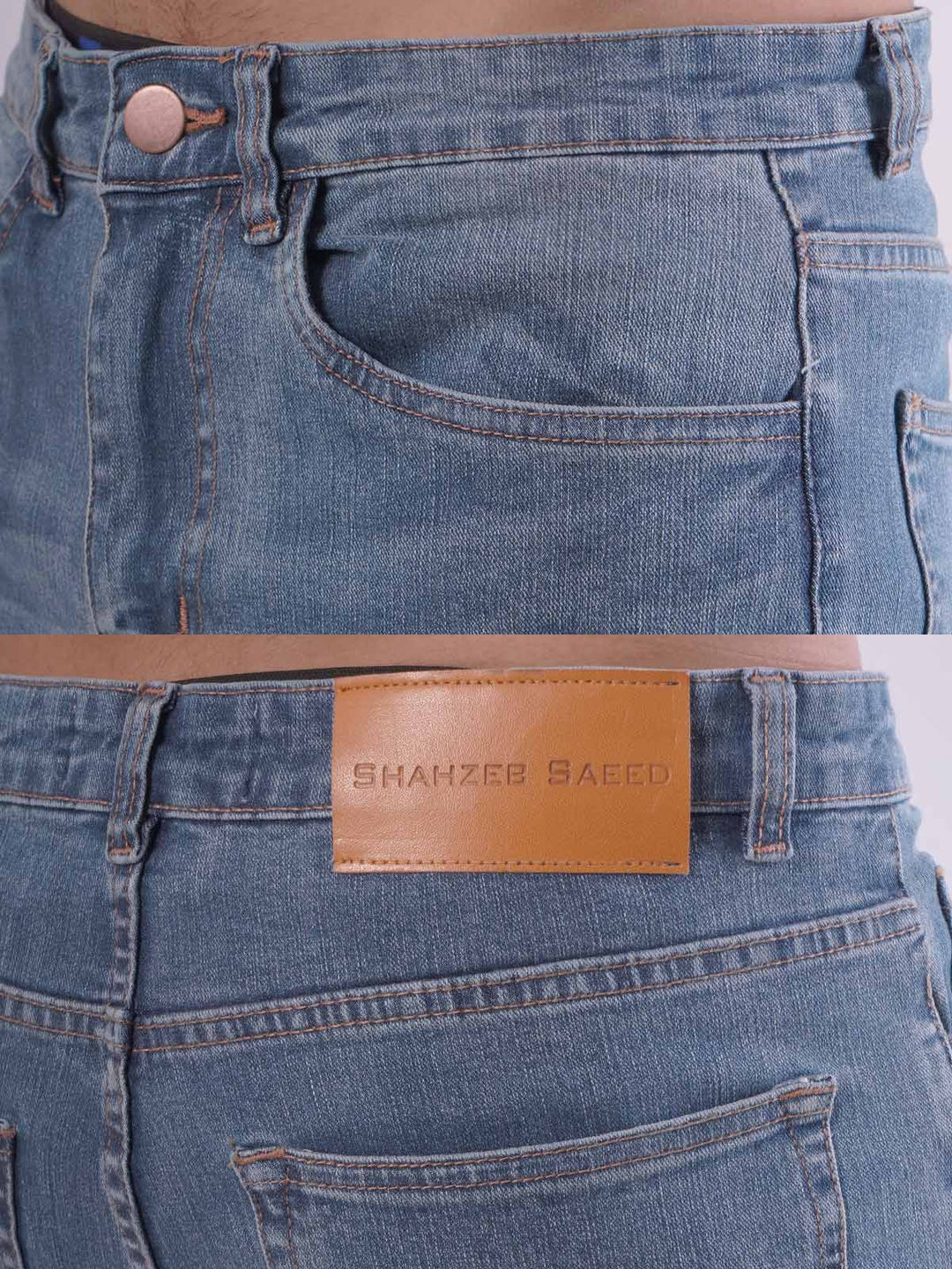 Blue Faded Stretchable Denim Jeans 36