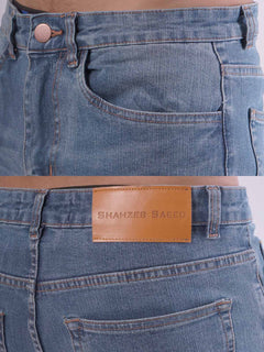 Blue Faded Stretchable Denim Jeans 36