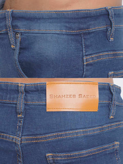 Blue Faded Stretchable Denim Jeans 37