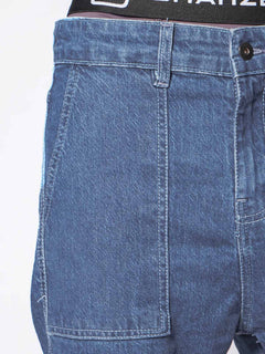 Light Blue Relaxed Fit Cargo Pocket Jeans (DSP-001)