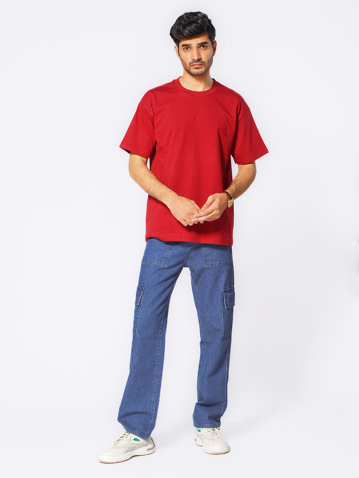 Blue Relaxed Fit Cargo Pocket Jeans (DSP-002)