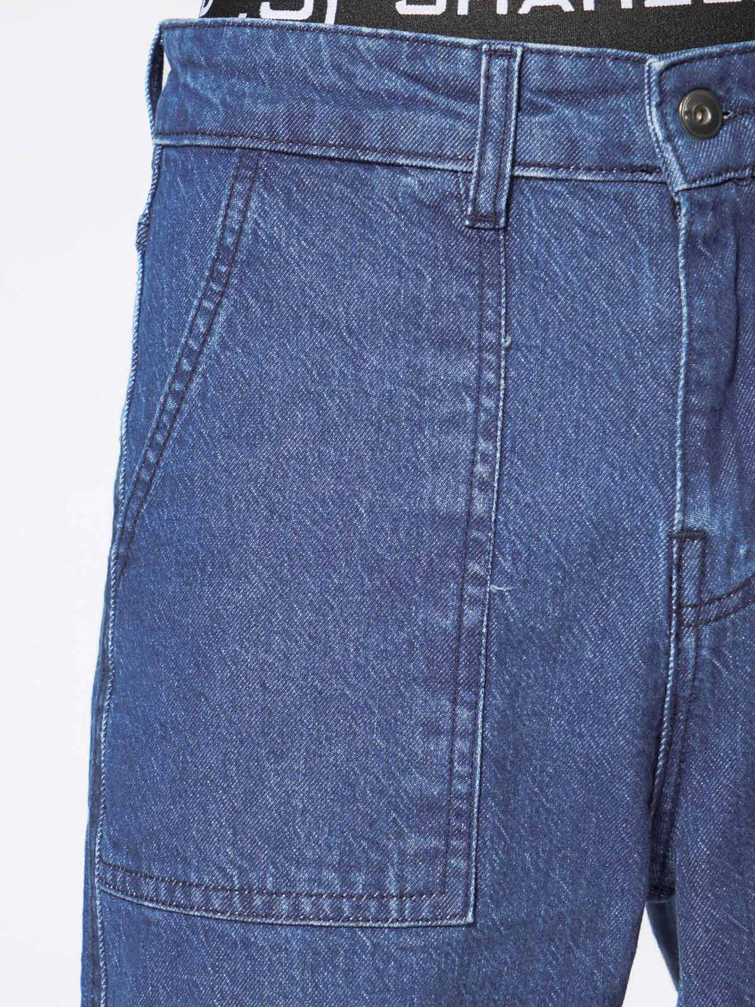 Blue Relaxed Fit Cargo Pocket Jeans (DSP-002)