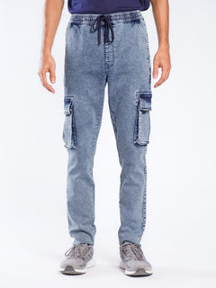 Blue Elasticated Cargo Jeans (EKP-01)