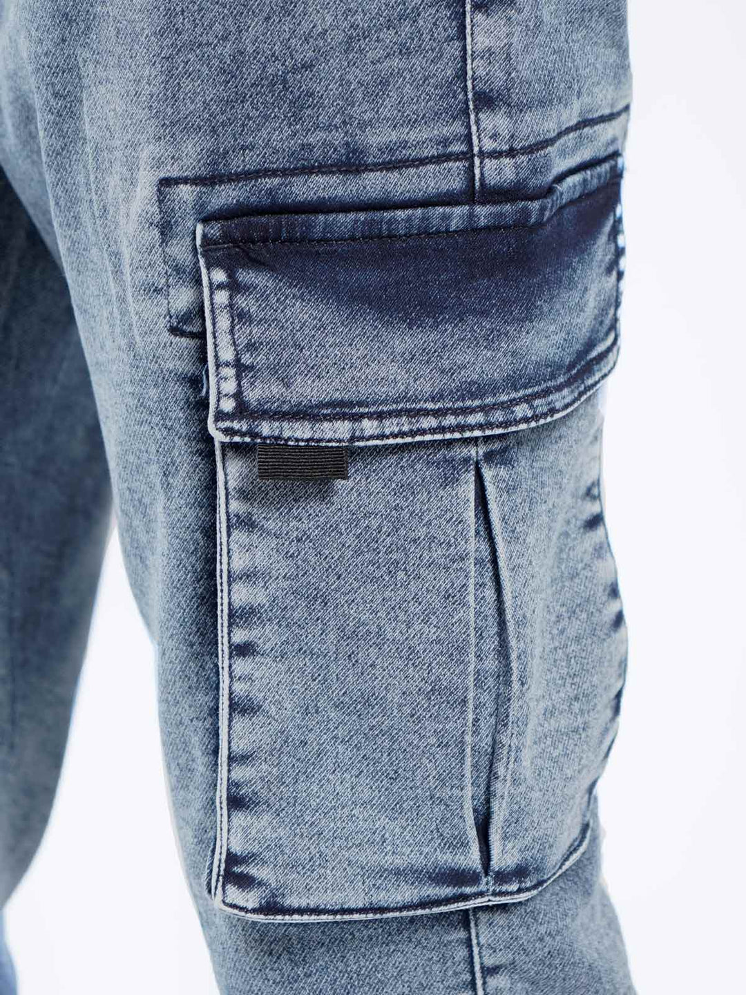 Blue Elasticated Cargo Jeans (EKP-01)