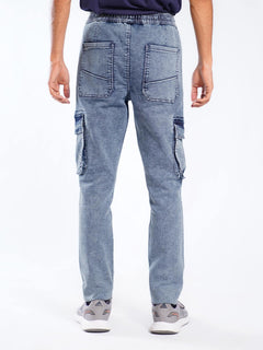 Blue Elasticated Cargo Jeans (EKP-01)