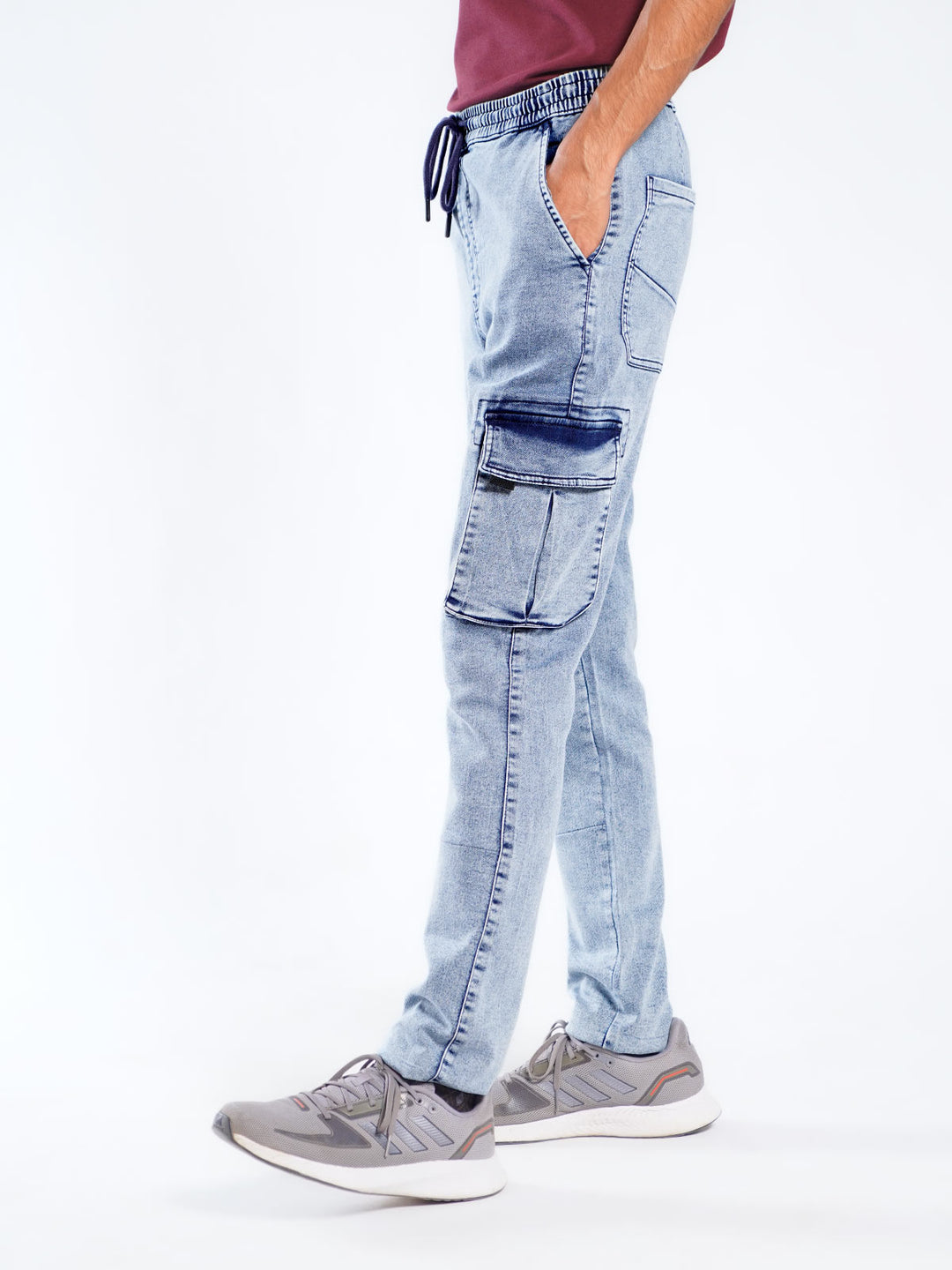 Ice Blue Elasticated Cargo Jeans (EKP-01)