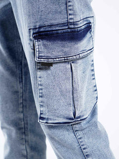 Ice Blue Elasticated Cargo Jeans (EKP-01)