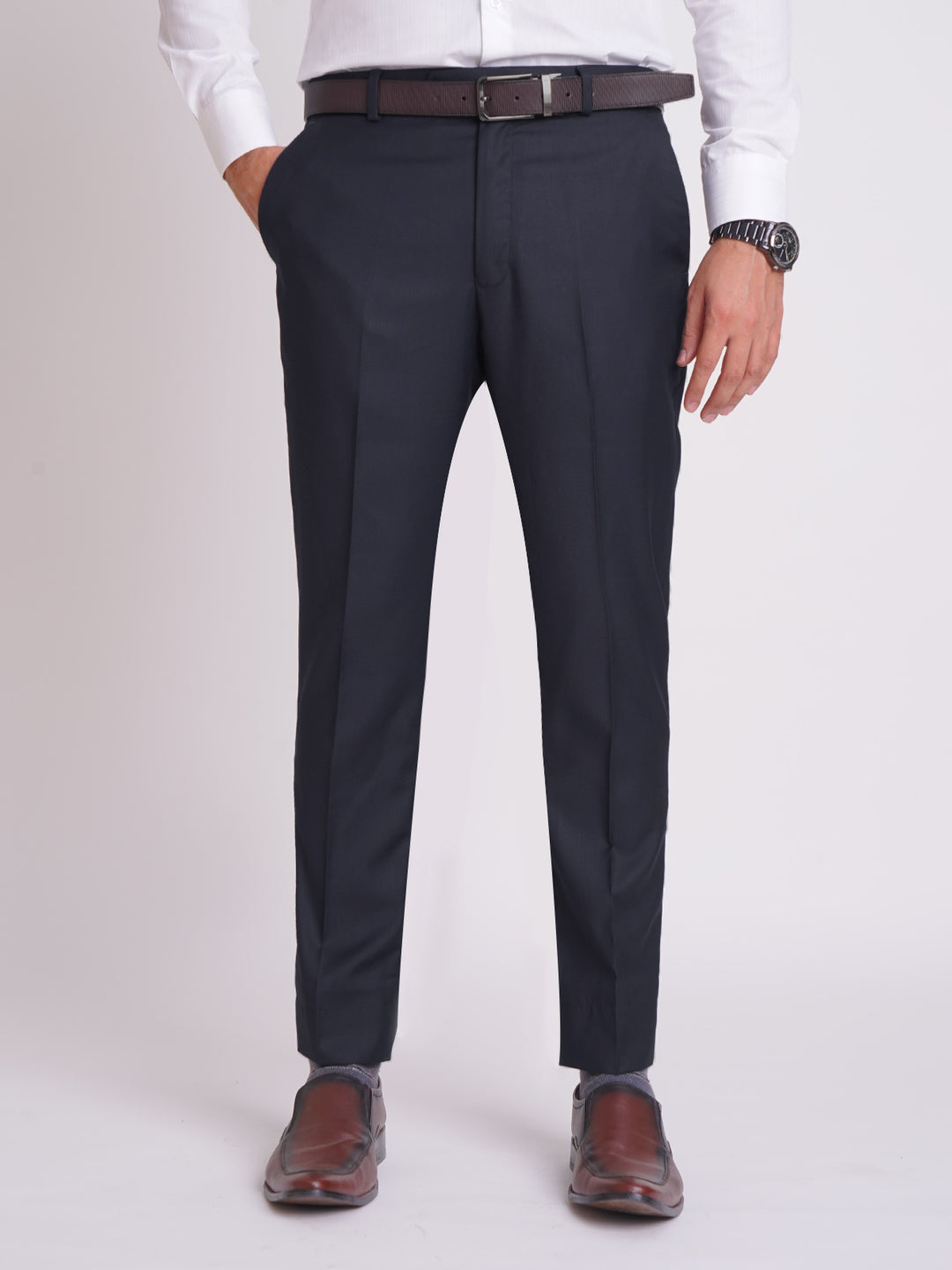 Dark Navy Self Executive Formal Dress Pant  (FDT-161)