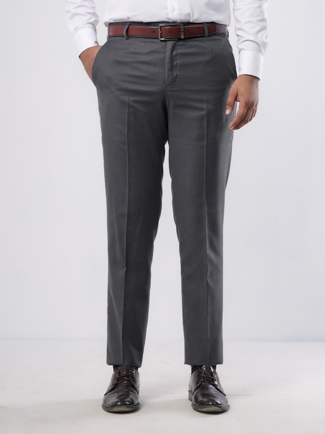 Dark Grey Self Executive Formal Dress Pant  (FDT-168)