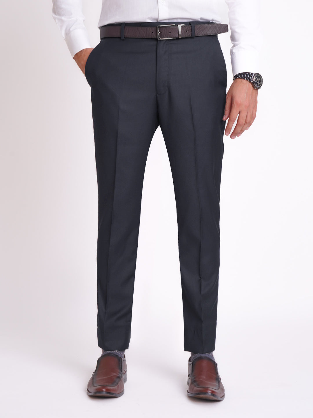 Navy Blue Plain Executive Formal Dress Pant  (FDT-169)