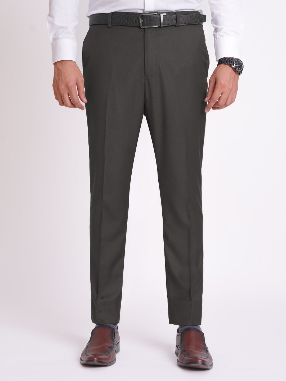 Dark Green Self Executive Formal Dress Pant (FDT-179)