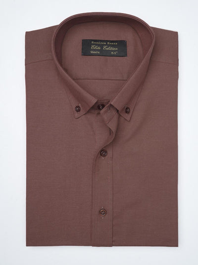 Brown Plain, Elite Edition, Button Down Men’s Formal Shirt (FS-1003)