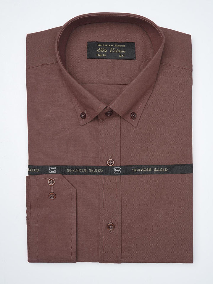 Brown Plain, Elite Edition, Button Down Men’s Formal Shirt (FS-1003)