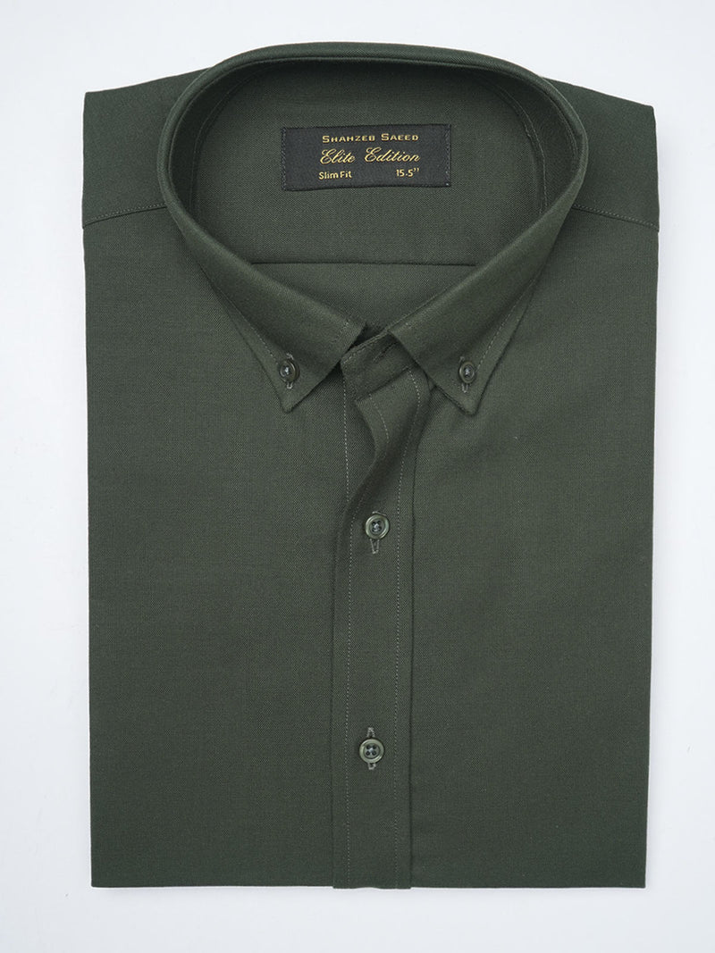 Dark Olive Plain, Elite Edition, Men’s Button Down Formal Shirt (FS-1004)