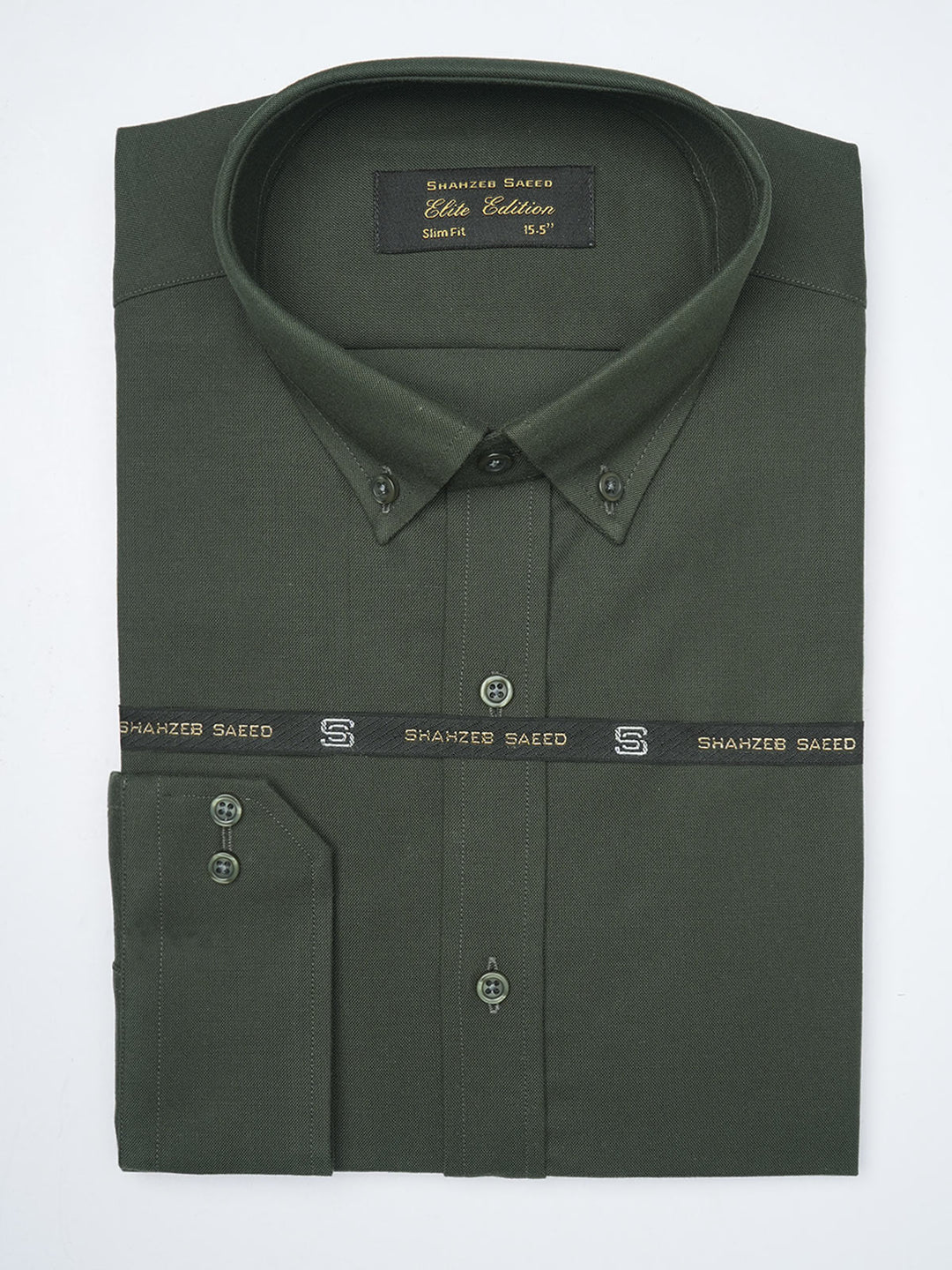 Dark Olive Plain, Elite Edition, Men’s Button Down Formal Shirt (FS-1004)