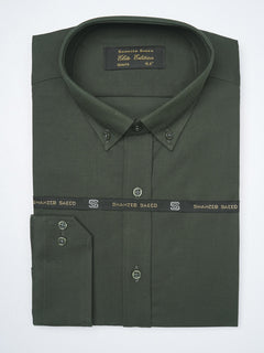 Dark Olive Plain, Elite Edition, Men’s Button Down Formal Shirt (FS-1004)