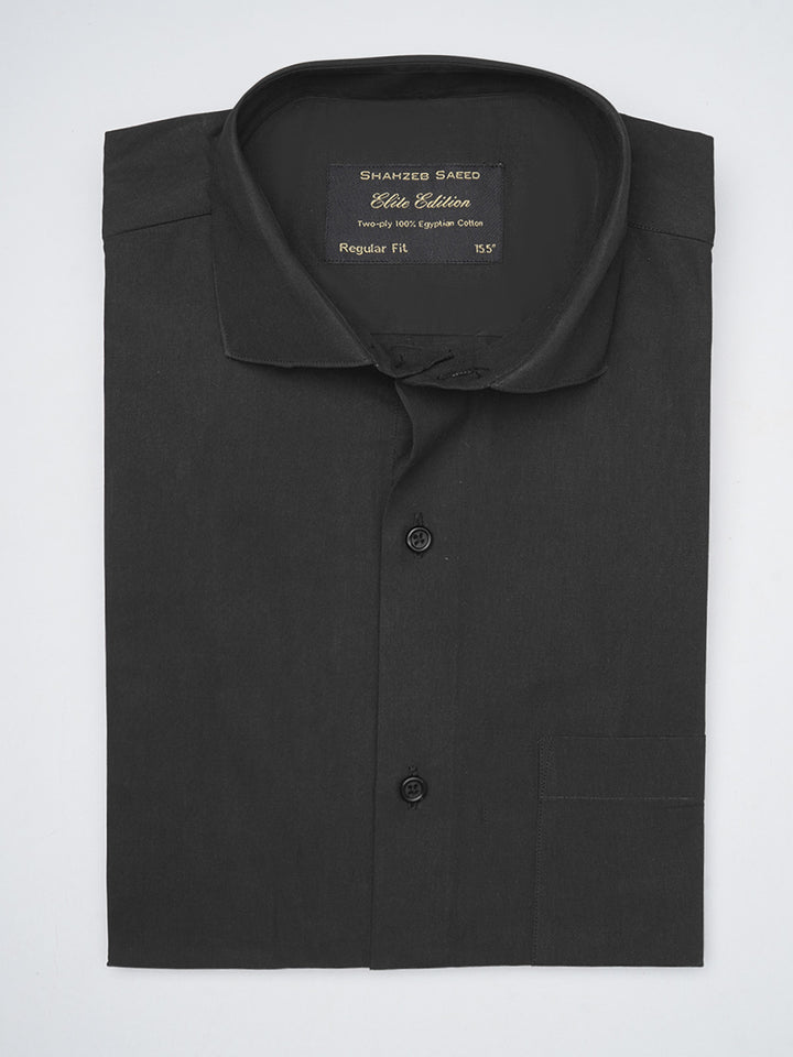 Black Plain, Elite Edition, Cutaway Collar Men’s Formal Shirt  (FS-1010)