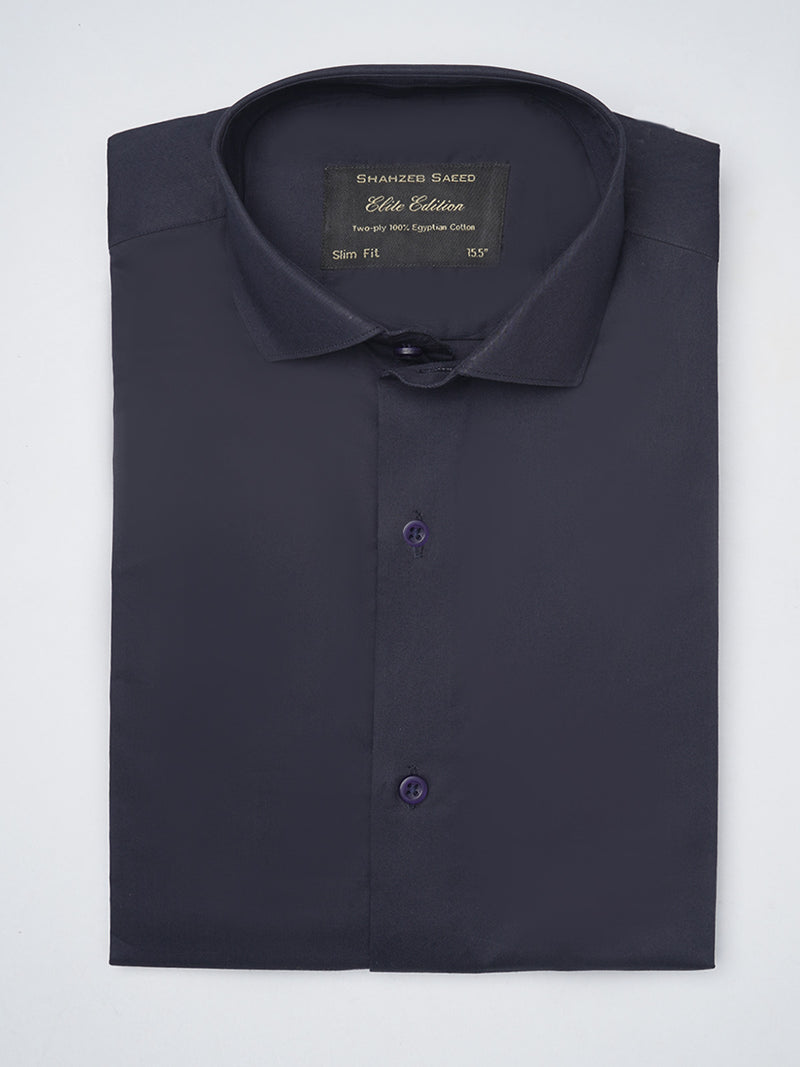 Dark Blue Plain, Elite Edition, Cutaway Collar Men’s Formal Shirt  (FS-1012)