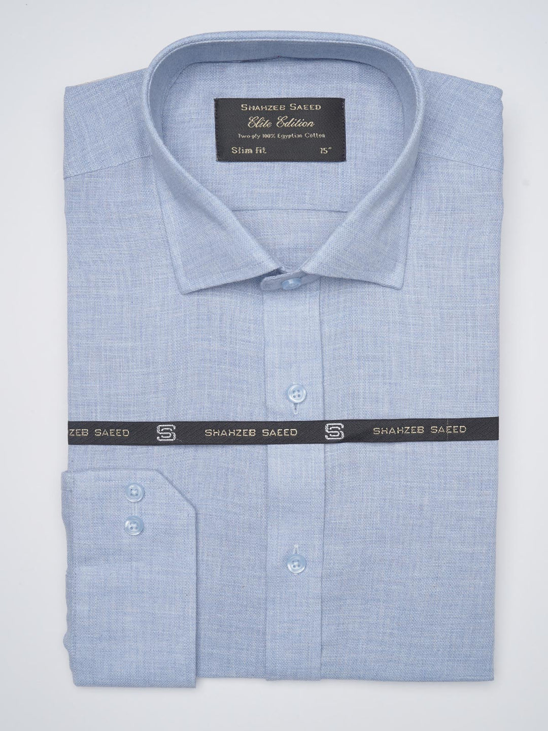 Light Blue Self, Elite Edition, French Collar Men’s Formal Shirt (FS-1026)