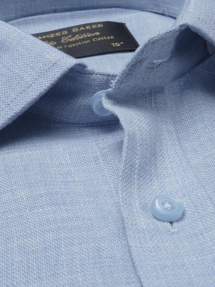 Light Blue Self, Elite Edition, French Collar Men’s Formal Shirt (FS-1026)