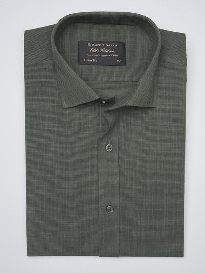 Dark Green Self, Elite Edition, French Collar Men’s Formal Shirt (FS-1035)