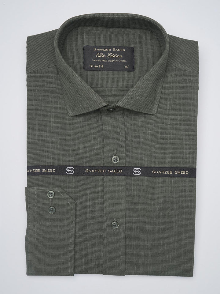 Dark Green Self, Elite Edition, French Collar Men’s Formal Shirt (FS-1035)