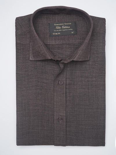 Dark Brown Self, Elite Edition, French Collar Men’s Formal Shirt (FS-1036)