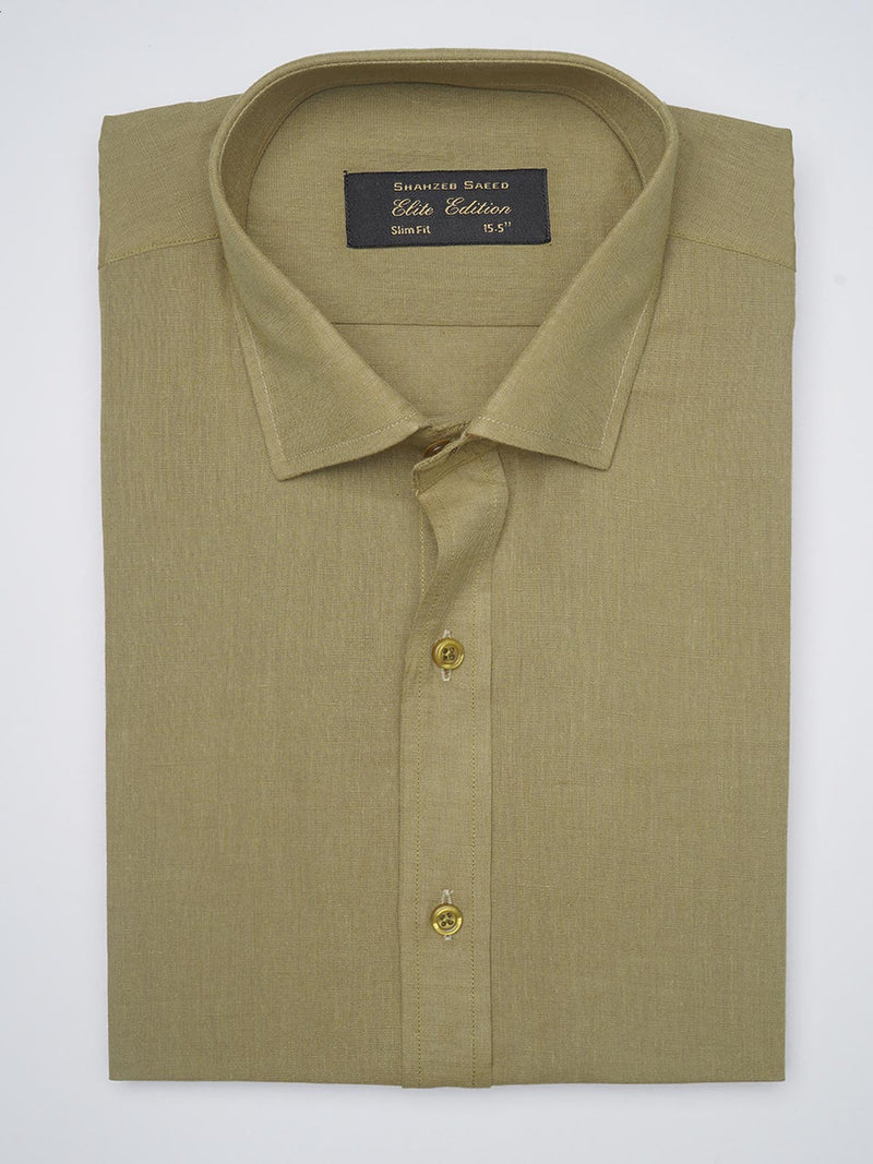 Light Olive Self, Elite Edition, French Collar Men’s Formal Shirt (FS-1038)