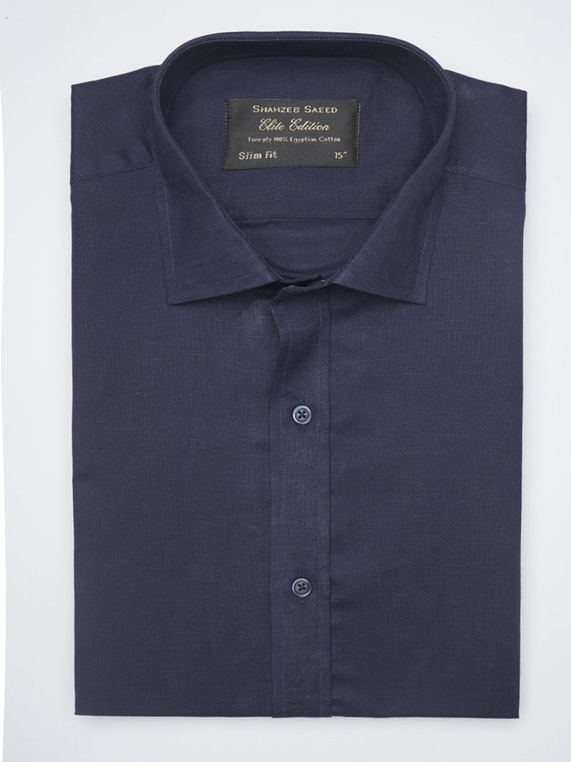 Navy Blue Plain, Elite Edition, French Collar Men’s Formal Shirt (FS-1039)