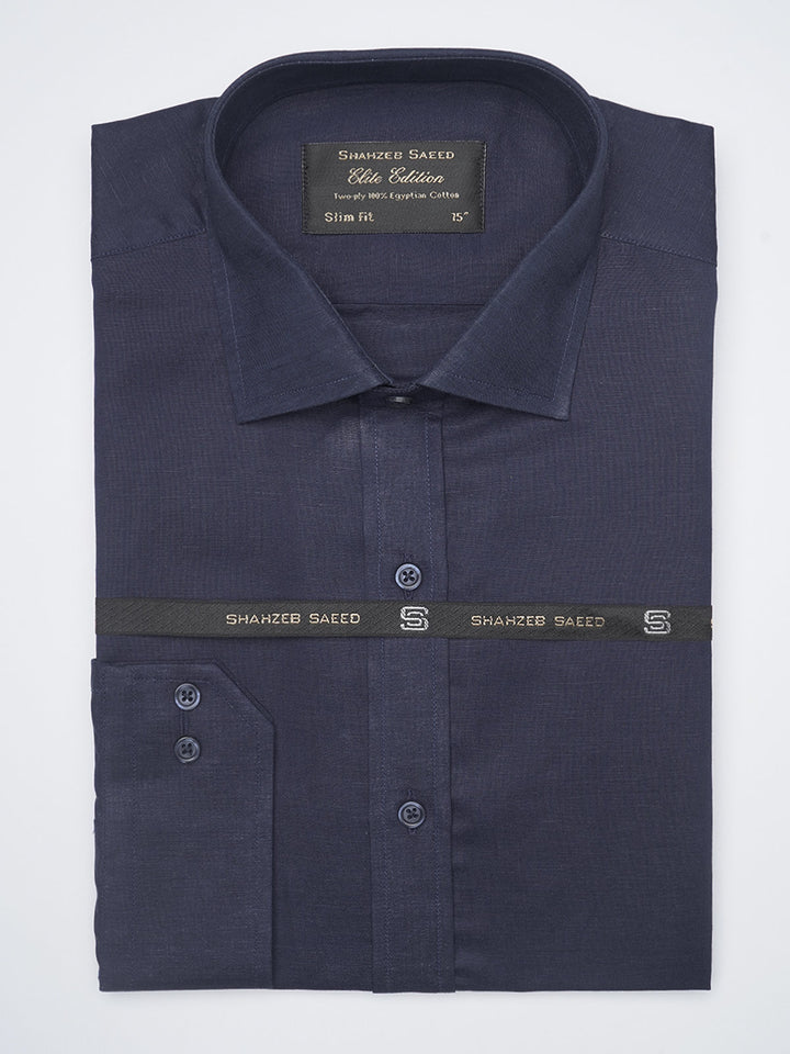 Navy Blue Plain, Elite Edition, French Collar Men’s Formal Shirt (FS-1039)