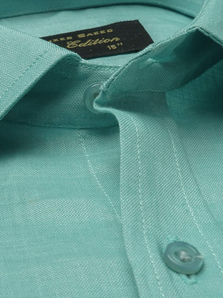 Sea Green Plian, Elite Edition, French Collar Men’s Formal Shirt (FS-1040)