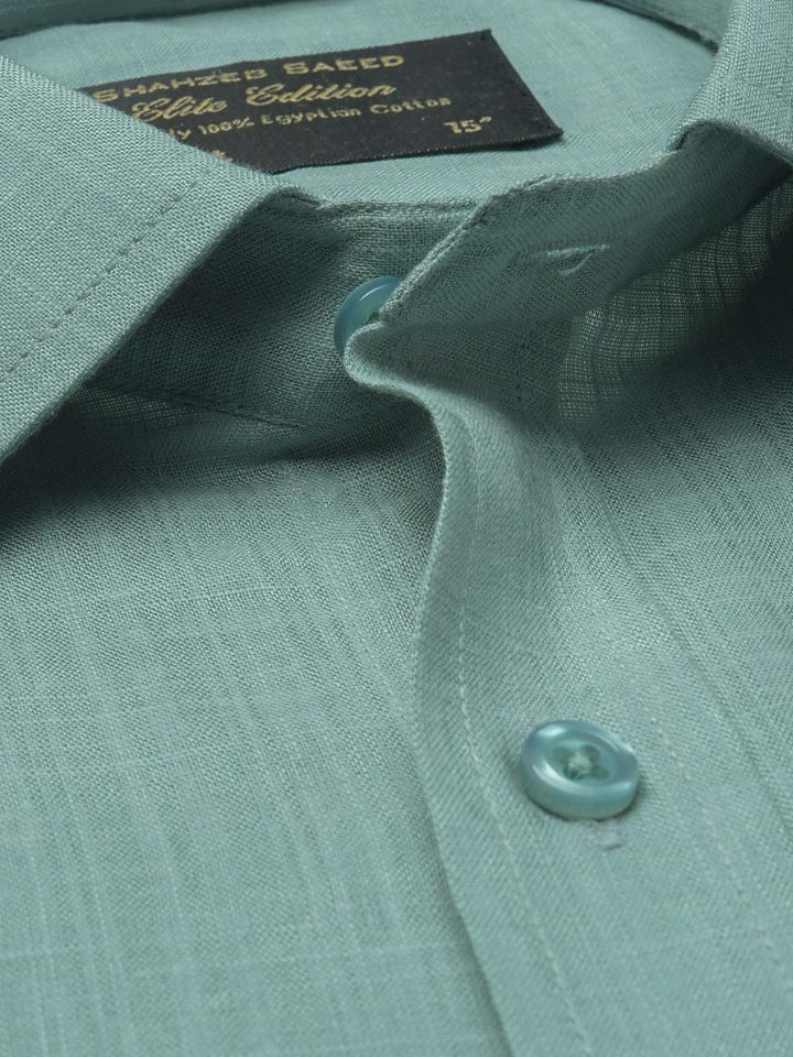 Persian Green Self, Elite Edition, French Collar Men’s Formal Shirt (FS-1041)