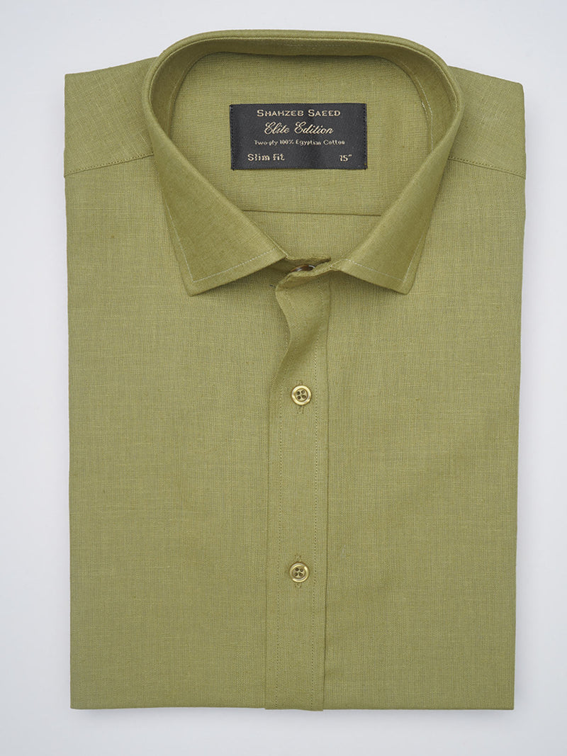 Light Olive Plian, Elite Edition, French Collar Men’s Formal Shirt (FS-1043)