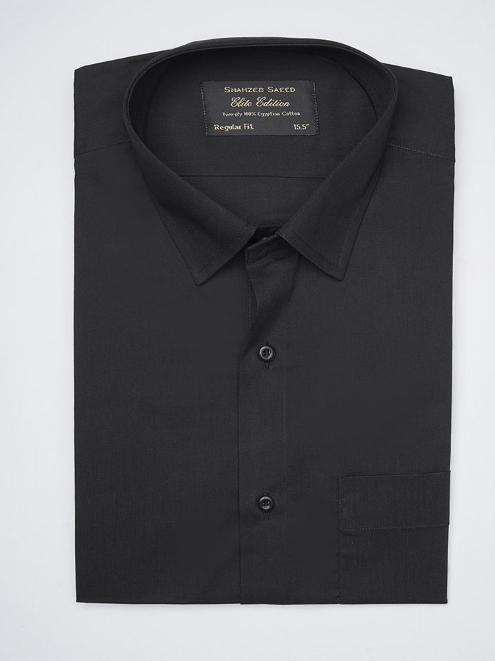 Black Plain, Elite Edition, French Collar Men’s Formal Shirt  (FS-1079)