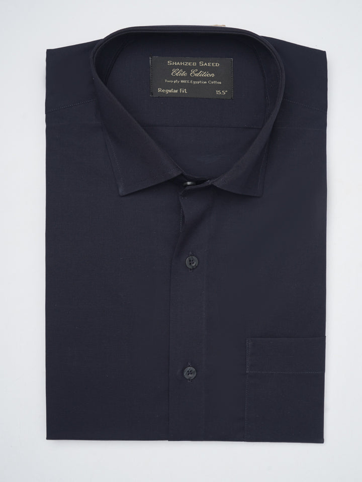 Dark Blue Plain, Elite Edition, French Collar Men’s Formal Shirt  (FS-1081)