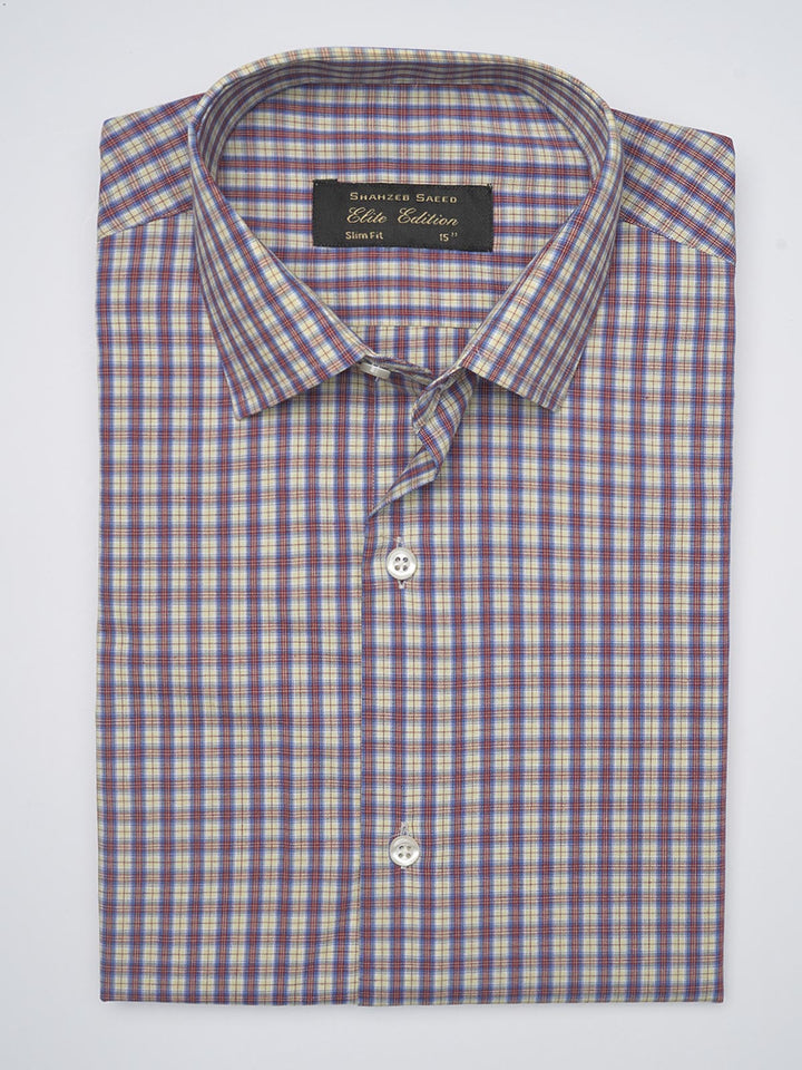 Multi Color Self Checkered, Elite Edition, French Collar Men’s Formal Shirt (FS-1082)