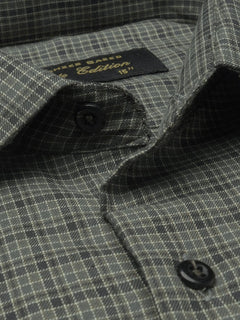 Dark Green Self Micro Checkered, Elite Edition, French Collar Men’s Formal Shirt (FS-1086)