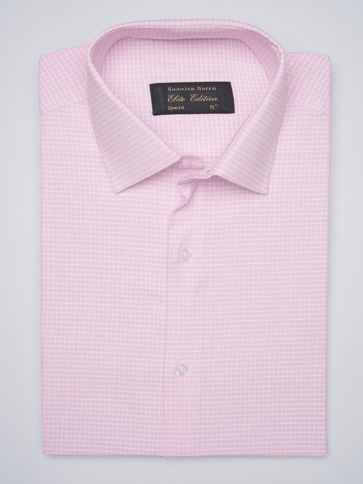 Light Pink Self Checkered, Elite Edition, French Collar Men’s Formal Shirt (FS-1089)