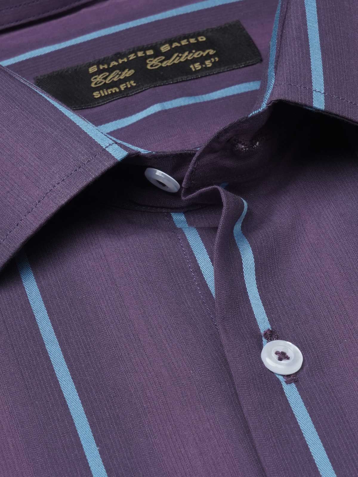 Purple Self Striped, Elite Edition, French Collar Men’s Formal Shirt (FS-1093)